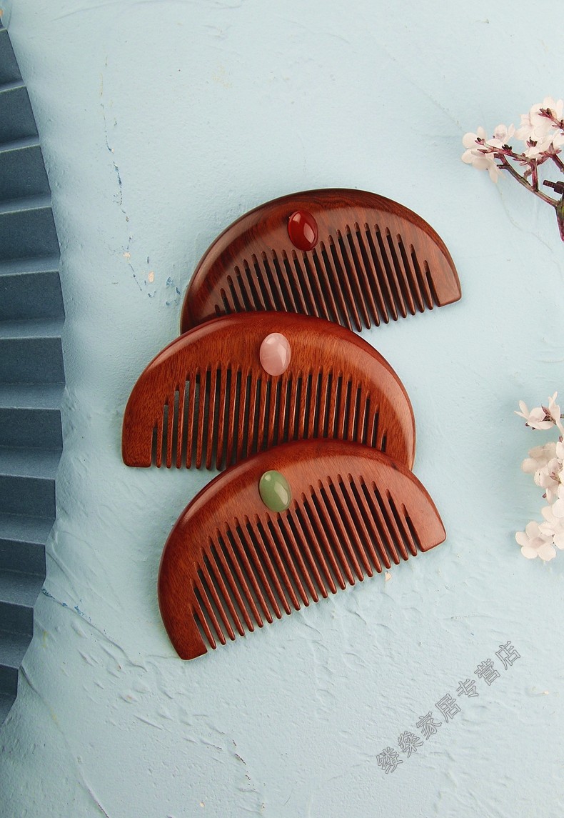 缕燊 黑檀木梳子翡翠高档木梳子刻字定制生日礼物送女生新年礼物母亲