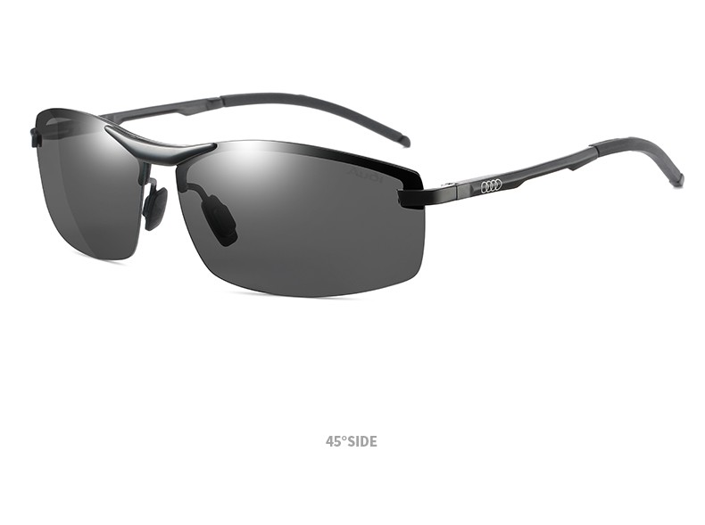 audi奥迪眼镜男女同款开车户外钓鱼偏光太阳镜 黑框-黑灰片【图片
