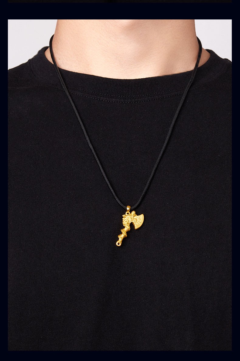 庆怡珠宝 龙盘斧头 足金龙斧黄金吊坠男士金斧子纯金转运珠金挂坠龙形