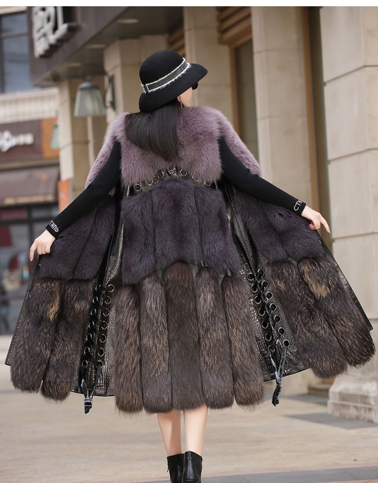 瑟俐品牌欧美大牌秋冬新款高端狐狸毛马甲背心女皮草外套中长款过膝