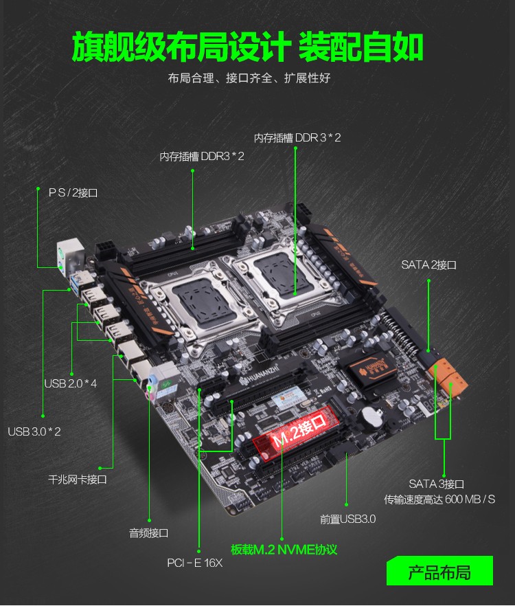 华南金牌x79 x99双路主板cpu套装e5志强2660 2696 2689 2680v2 v3声影
