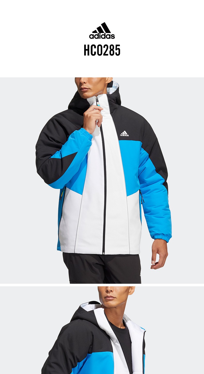 adidas阿迪达斯外套男2021冬新款连帽拼接休闲运动棉服夹克hc0285 hc