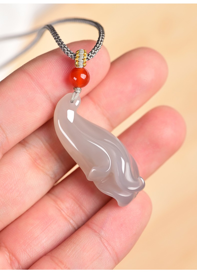 yunitongxing新疆和田玉烟紫色玉兰花吊坠玉石玉佩挂件女款玉坠项链