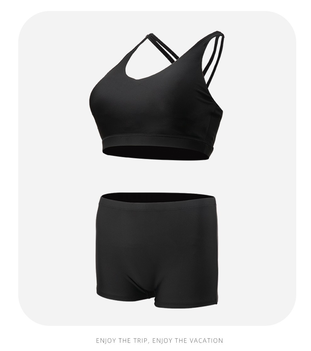 洲克zoke泳衣女时尚分体多件套裙摆泳衣性感遮肚显瘦度假泳装黑白色