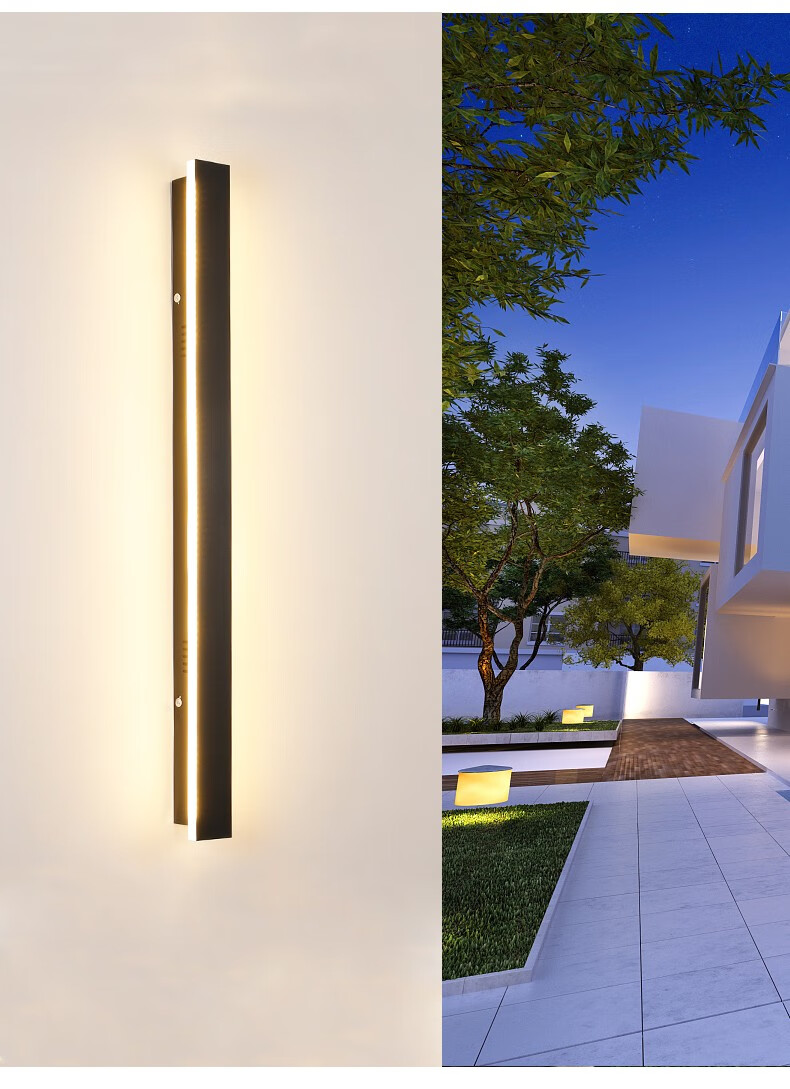 聚承太阳能长条壁灯户外家用入户门前线条灯大门口院子洗墙灯室外防水