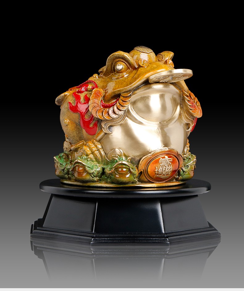 弘才纯铜金蟾招财摆件三足铜金蟾乔迁开业礼品定制刻字礼物家居旺财三