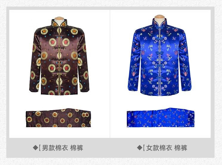 寿衣男女士全套现代唐装款死人老人年轻人寿衣服殡葬用品嘉智鹤咖色