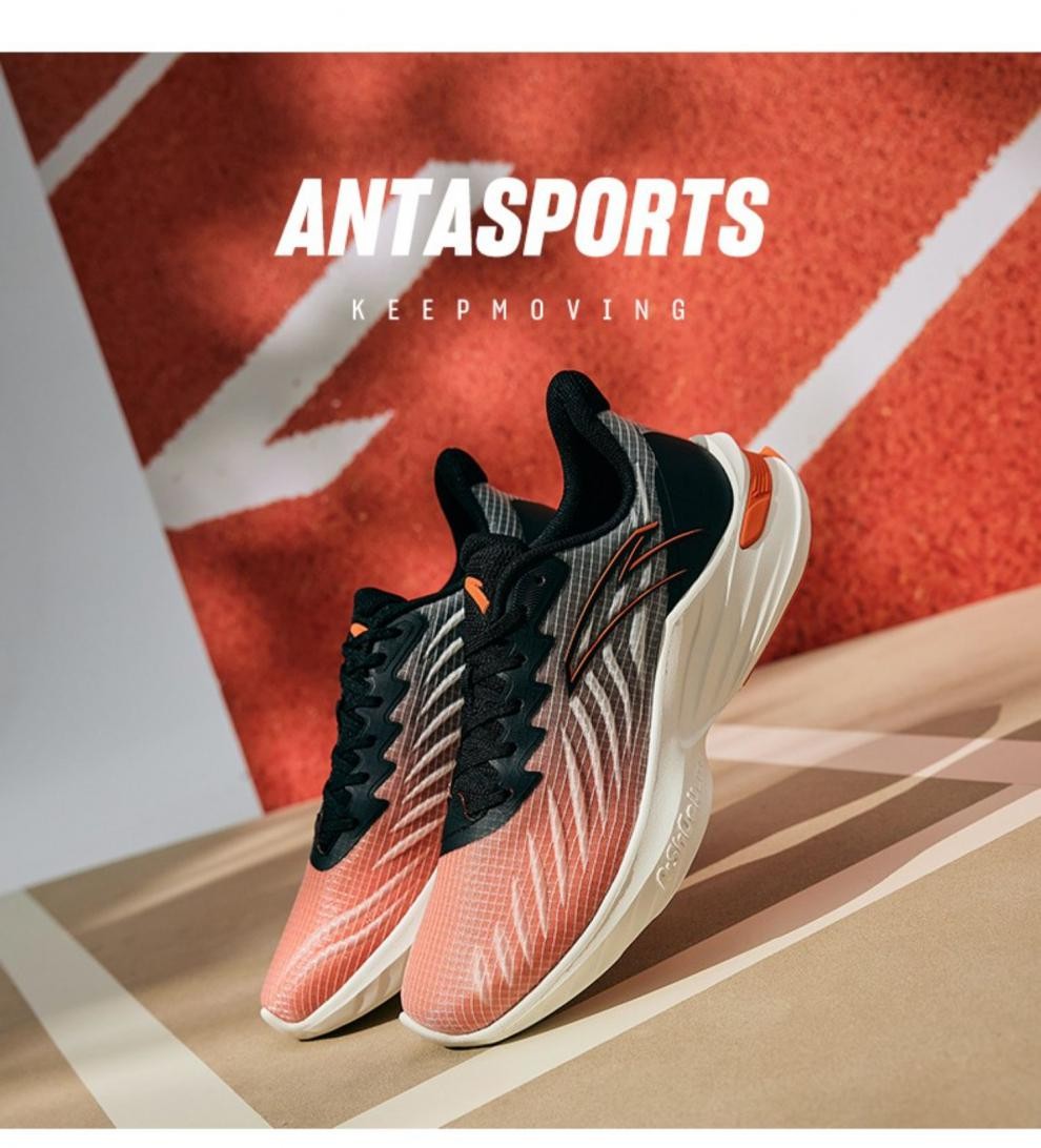 安踏毒刺跑步鞋男2022年春季男鞋轻便休闲运动鞋子象牙白岩浆橙黑43