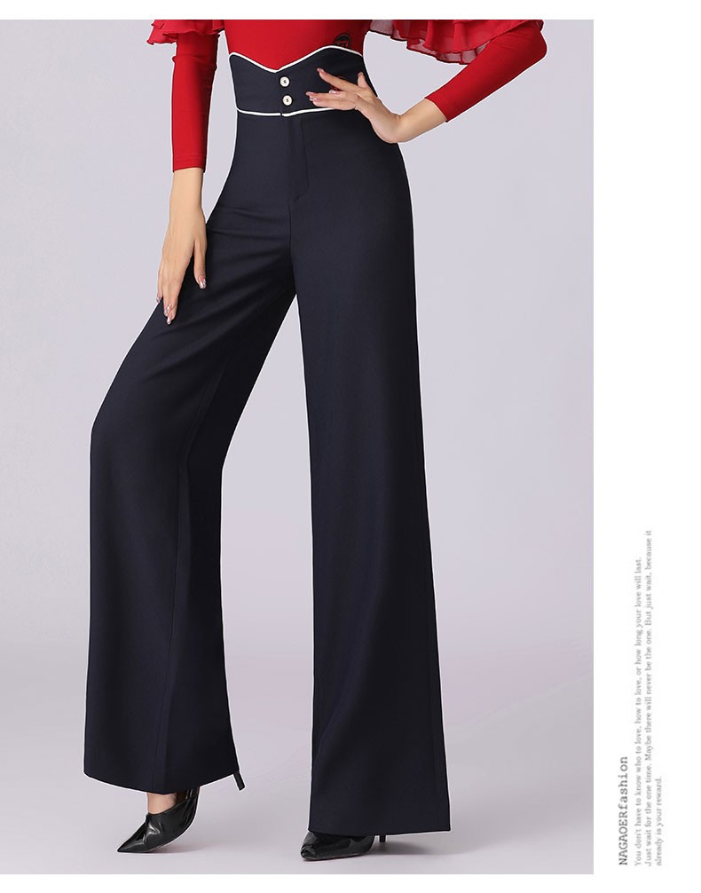 丹宝罗doubl丹宝罗拉丁舞裤2022新款女高腰直筒摩登跳舞交谊舞女裤