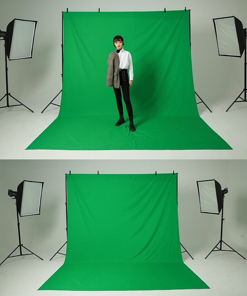 贝阳专业绿幕绿布抠像背景布加密加厚影视视频便携摄影直播间补光灯