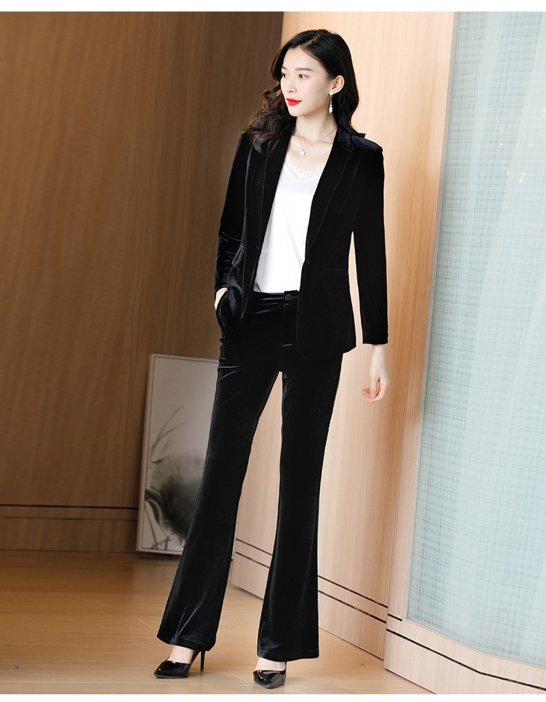 vkhv品牌丝绒西装套装女2021冬季款小西服外套收腰显瘦商务职业正装