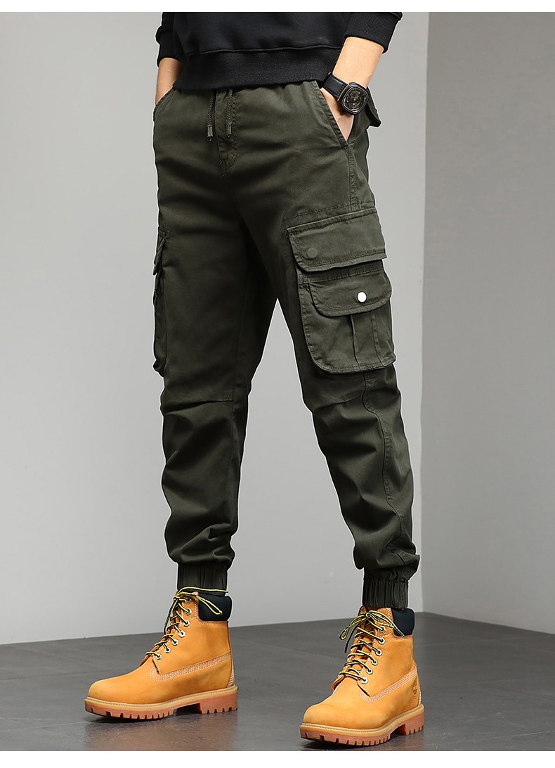 jeep吉普工装裤男2022春季新款男士休闲裤加厚款九分裤时尚宽松多口袋