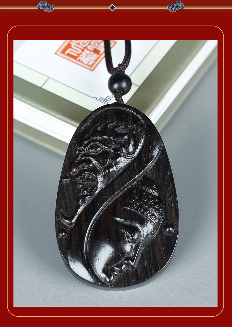 工匠一族印度小叶紫檀红木佛魔一念之间吊坠黑檀项链男士创意个性文玩