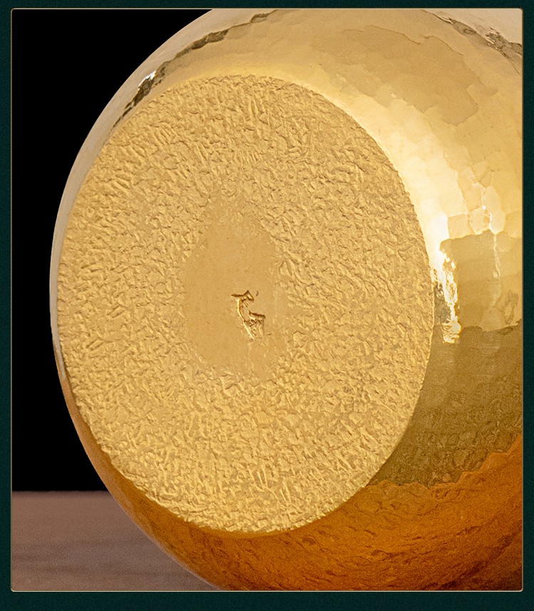 喜兆珠宝黄金金茶杯足金999手工锤纹工艺足金999一张打造工夫茶道足金