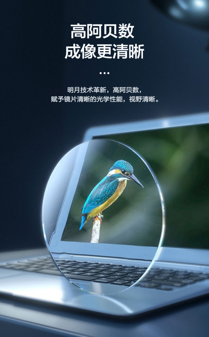 明月近视镜片变色防蓝光非球面实体配镜 pmc(防水膜)(一副) 1.