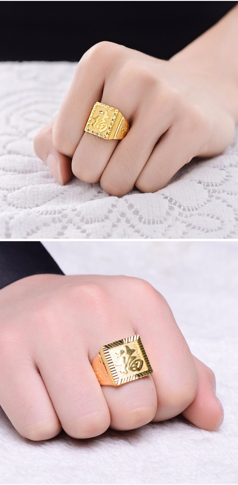 周玺金珠宝 黄金戒指男款 999足金精品福字戒指男士金指环老板豪华