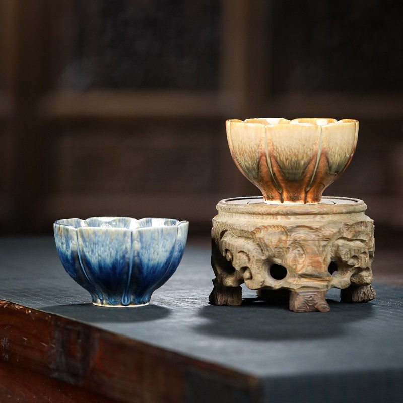 赵氏恒玺陶瓷茶杯品茗杯宜兴天目涂好莲花盏办公品茶客杯高档功夫茶具