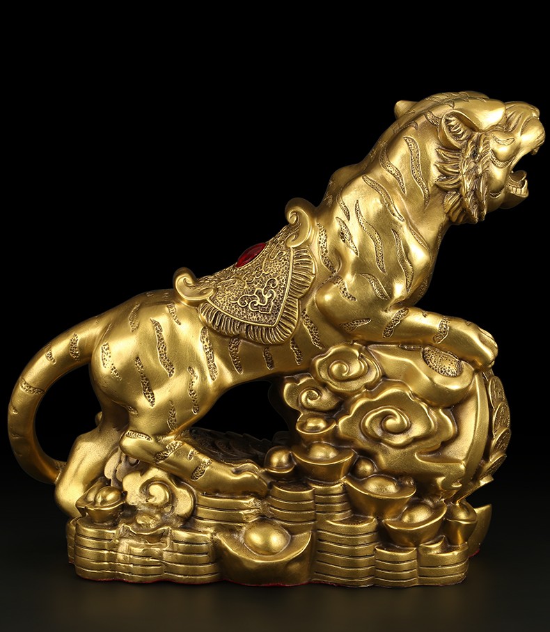 吉善缘全铜老虎摆件十二生肖虎装饰品上山虎家居玄关办公室工艺品风水