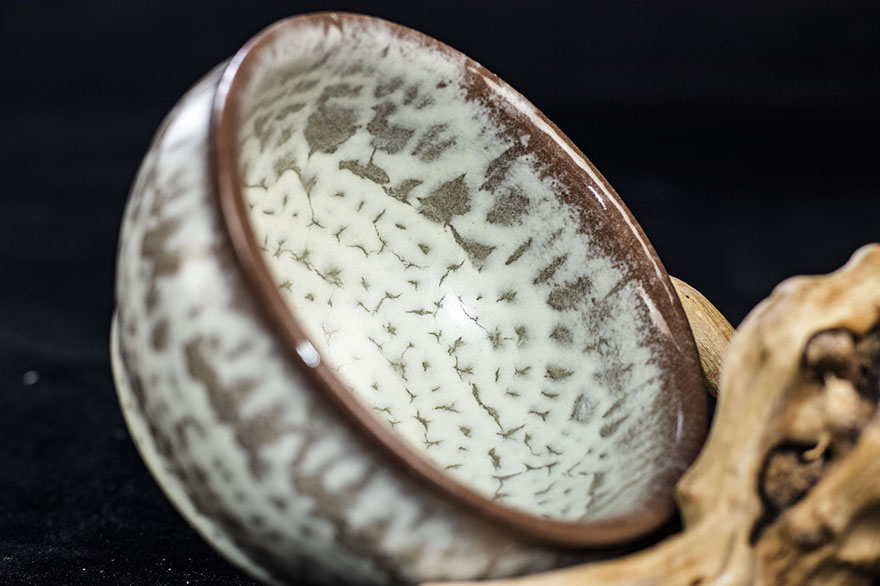 柴烧白贝牡丹盏蔡轩建阳建盏主人杯口径94cm高63cmu68