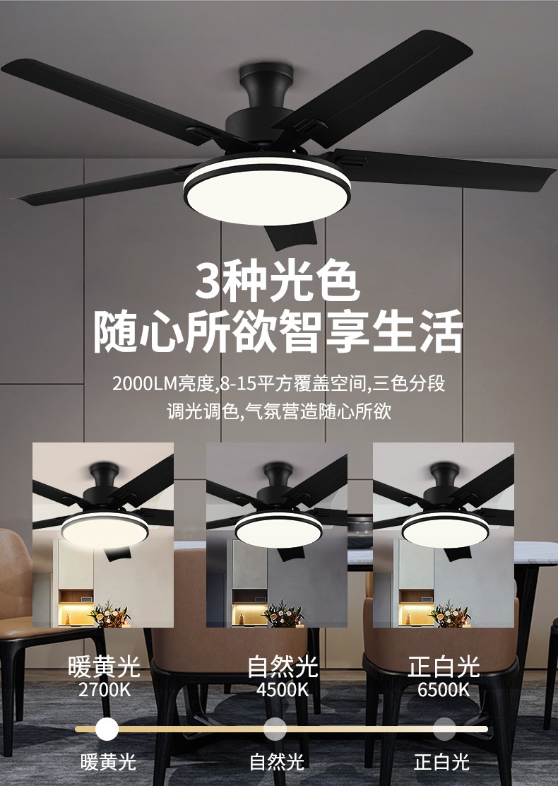 奥克斯aux风扇灯吊扇灯装饰风扇吊灯餐厅吊灯风扇一体灯带风扇的吸顶