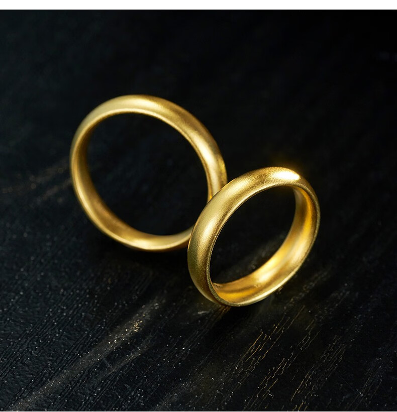 bdd珠宝足金999古法黄金戒指经典实心素圈情侣对戒男女婚戒结婚订婚