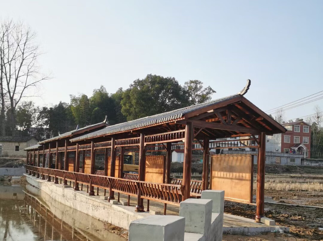 广亿恒瑞达廊亭防腐木长廊户外美丽乡村候车亭吸烟亭实木小青瓦古建