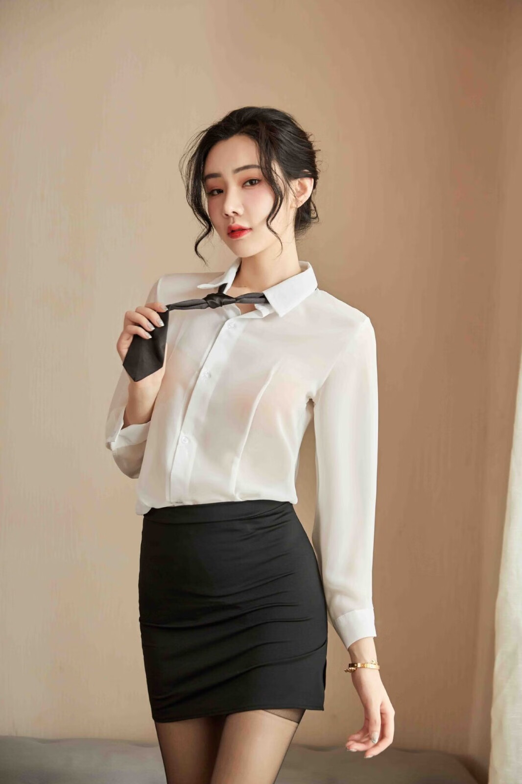 情趣内衣女雪纺性感紧身包臀秘书制服诱惑教师套装夜店柠檬物语 白衣