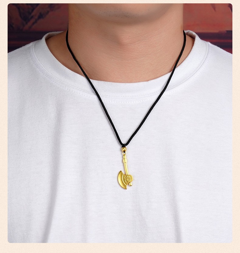 中国黄金黄金吊坠足金福字斧吊坠如意金斧头本命年金挂饰首饰送男女