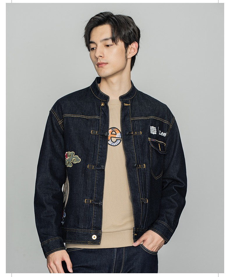 lee宫廷文化一品云鹤潮服彭于晏同款22春夏新品男牛仔外套清水洗xl