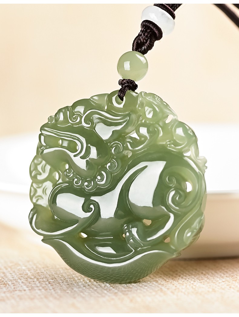 落花啼春和田玉吊坠圆形招财貔貅吊坠玉佩男女款个性玉石毛衣项链饰品