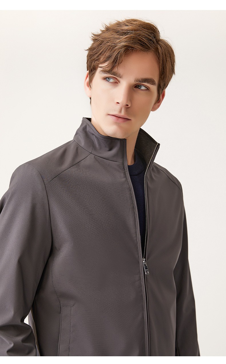 danielhechter丹尼爱特秋冬新款男士立领商务简约百搭夹克外套黑色48