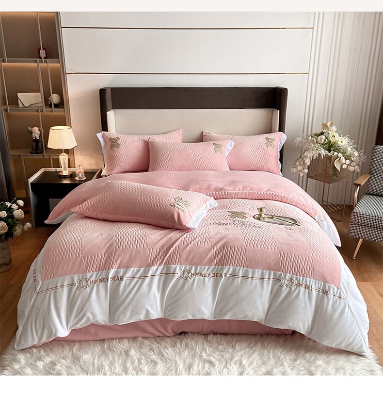 美宝萱轻奢品牌牛奶绒四件套冬季珊瑚绒法兰绒加厚高档双面宝宝绒床单
