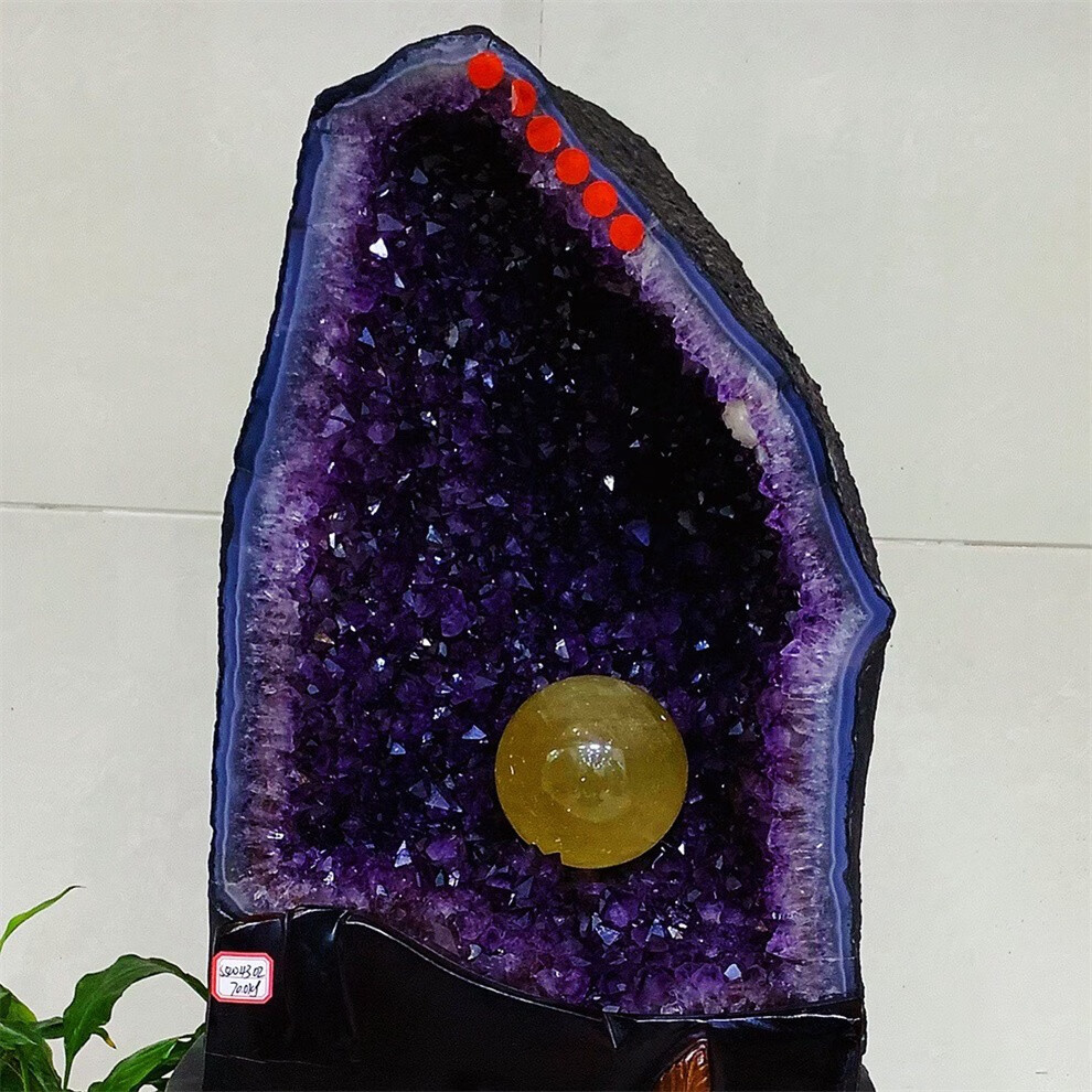 墨辰珠宝天然巴西紫晶摆件风水石水晶洞原石玄关工艺品开业乔迁送礼总