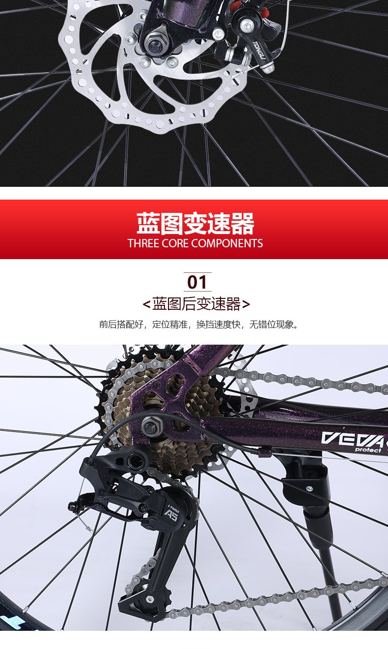 凤凰phoenix山地自行车变速高碳钢男女单车公路车中小学生少年成人