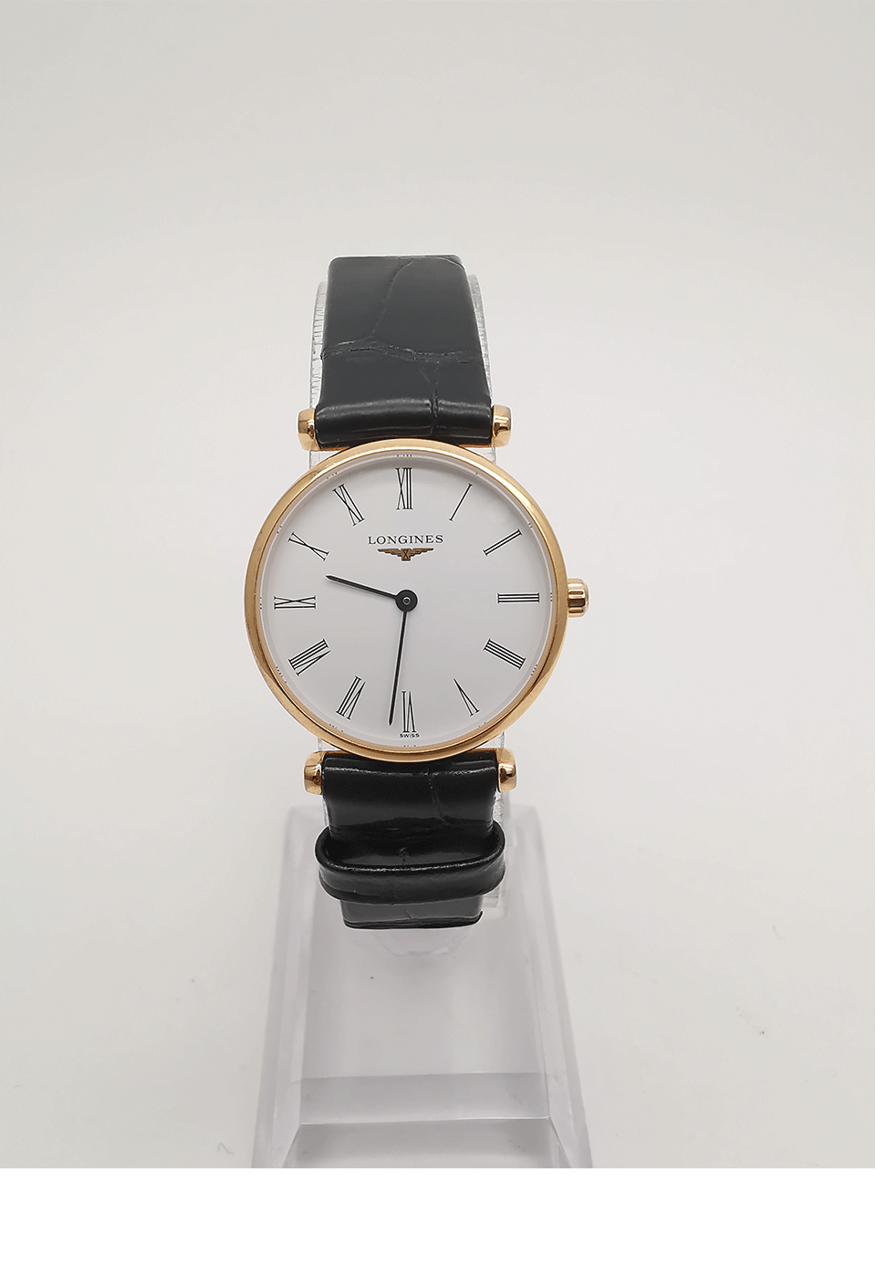 浪琴优雅嘉岚系列女士石英腕表 玫瑰金盘白盘钻刻贝母盘皮带钢带 l4.