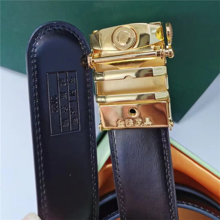 真牛皮军迷用内腰带男士自动扣裤腰带退伍纪念皮带 l银色将军腰带