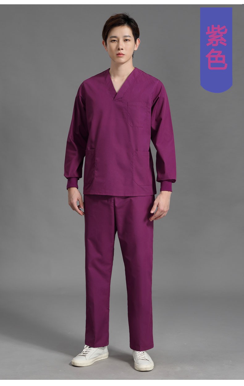 嘉之懿阳 医护服洗手衣短袖套装手术室男医生服修身白大褂长袖口腔