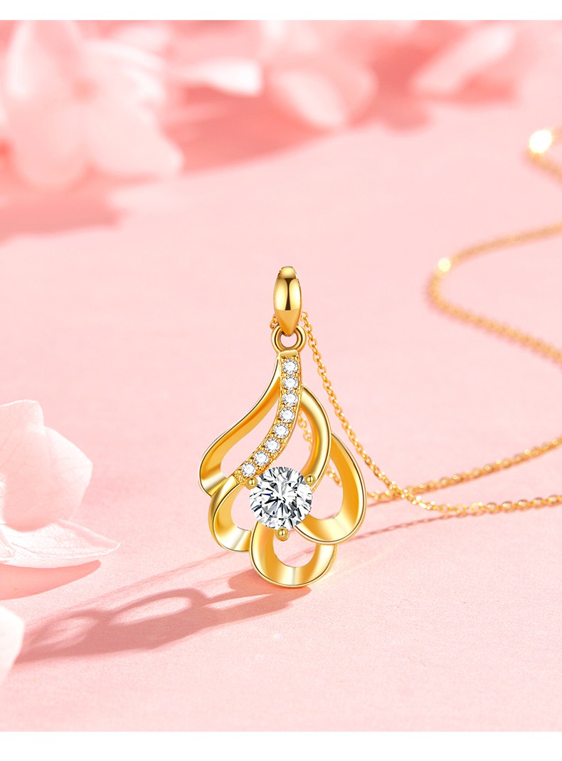 奥珂伊莎 心中有你999黄金项链女士5g足金吊坠锁骨链配证书刻字送女友