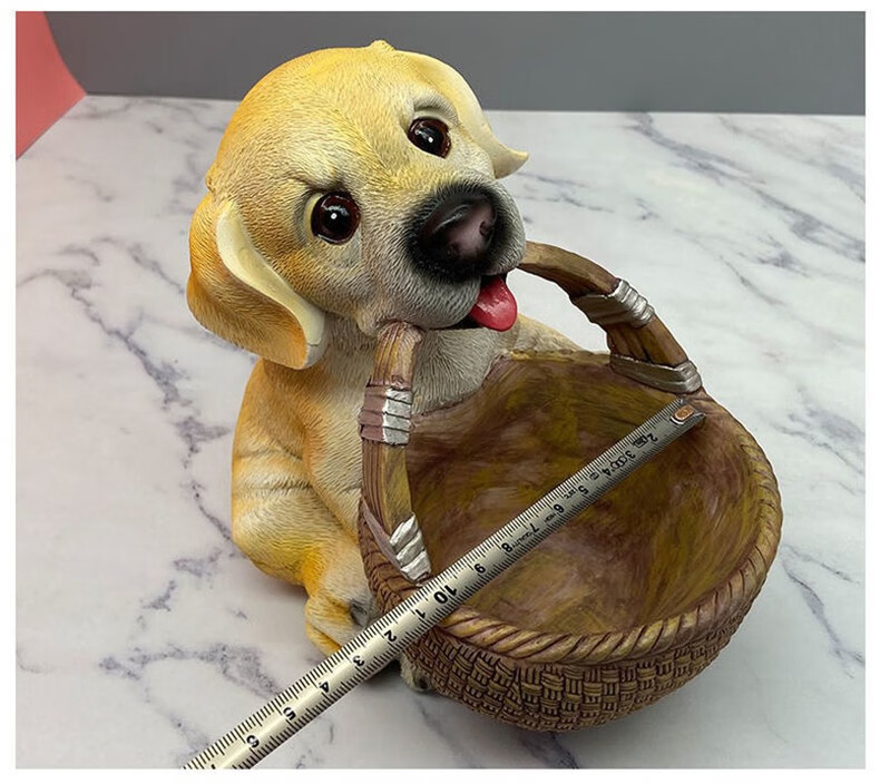 小狗篮子钥匙收纳摆件 玄关电视鞋柜入户客厅家居装饰摆件手工艺品