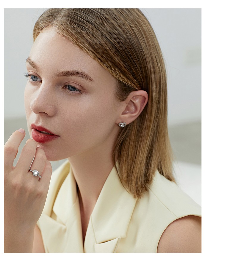 法梵希莫桑石耳钉女爱心形1克拉钻石耳饰50分耳环时尚饰品情人节礼物