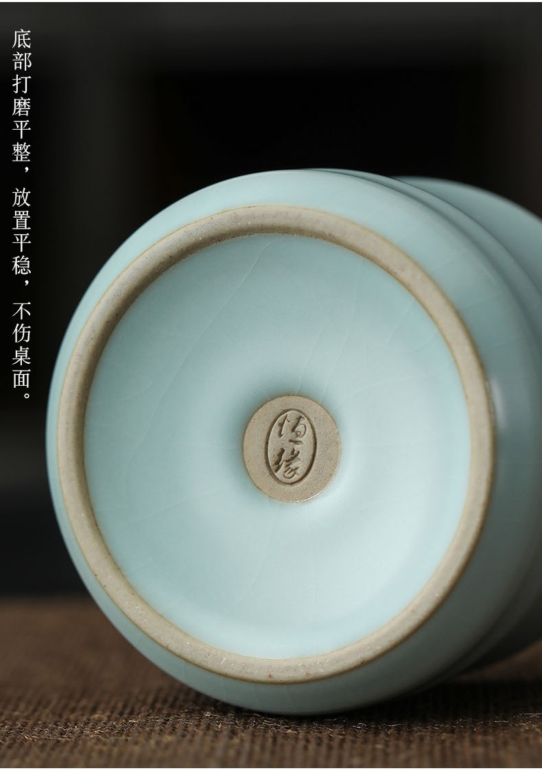 宇轩汝窑禅定杯汝瓷斗笠杯陶瓷单个天青开片小主人杯单杯品茗杯hy汝窑