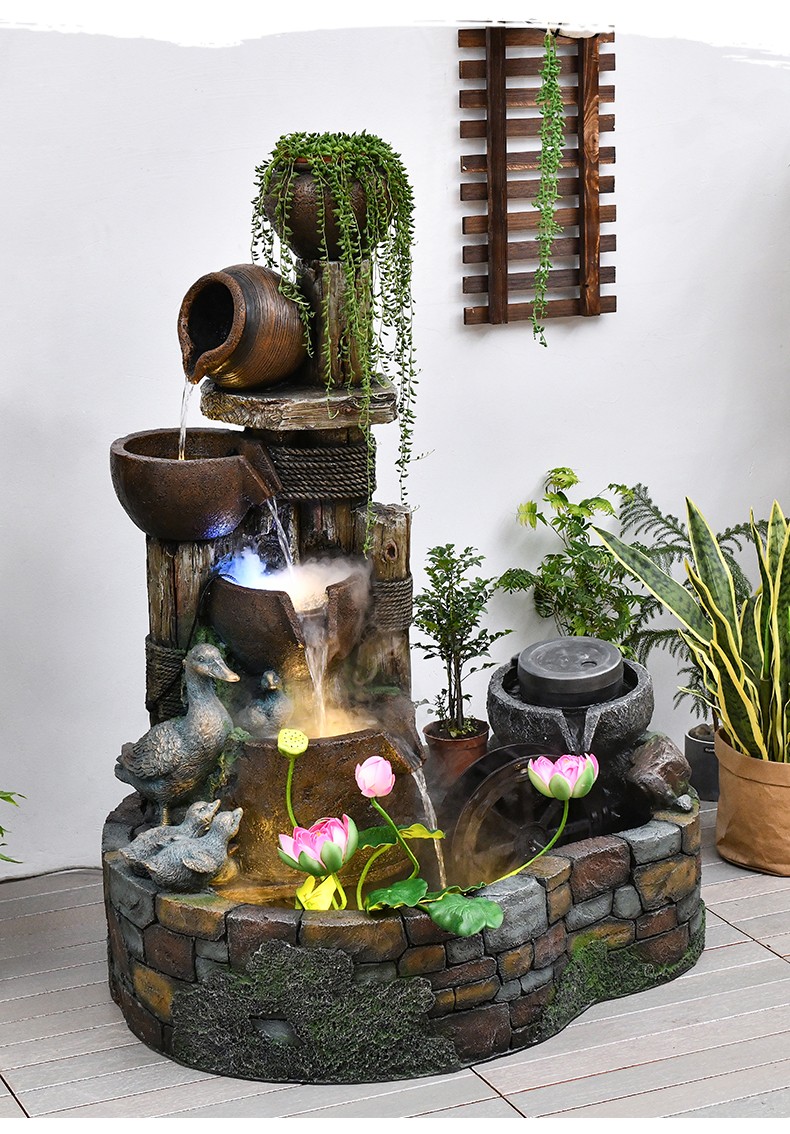 新中式招财流水喷泉落地摆件居家客厅玄关庭院风水球鱼池阳台造景