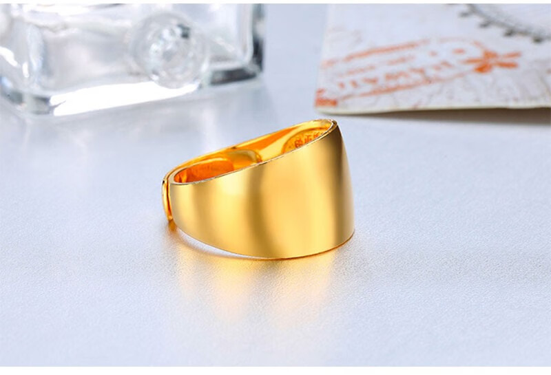 芷萱珠宝999足金光面经典蛇肚黄金活口戒指情侣对戒金镏子指约送老公