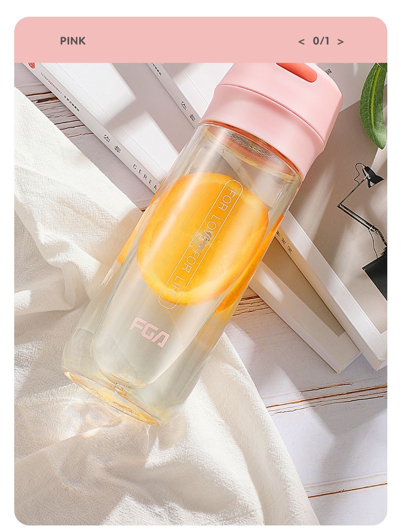 塑料水杯简约夏季清新运动杯子学生成人耐高温女士便携泡茶带滤网茶杯