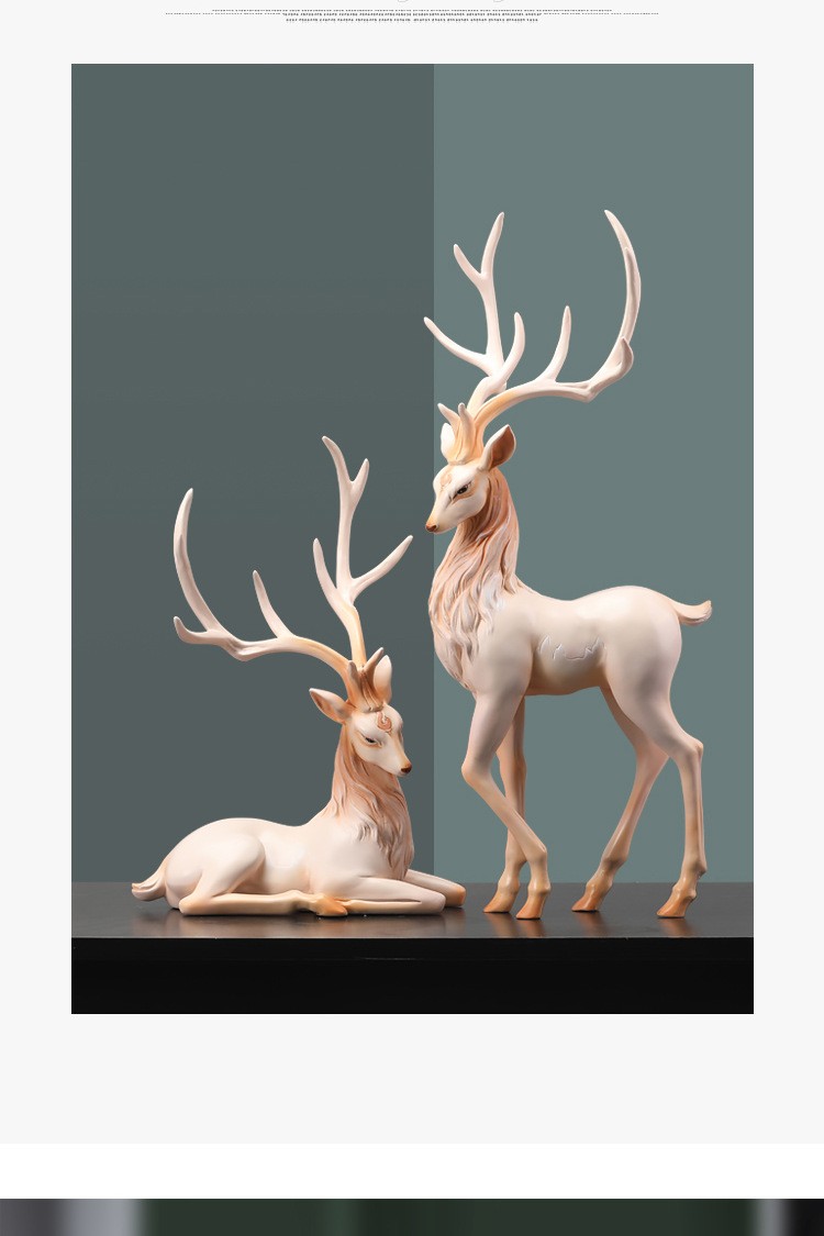 唯曼丽品招财麋鹿家居摆件办公室风水物品玄关餐桌电视柜酒柜客厅软装