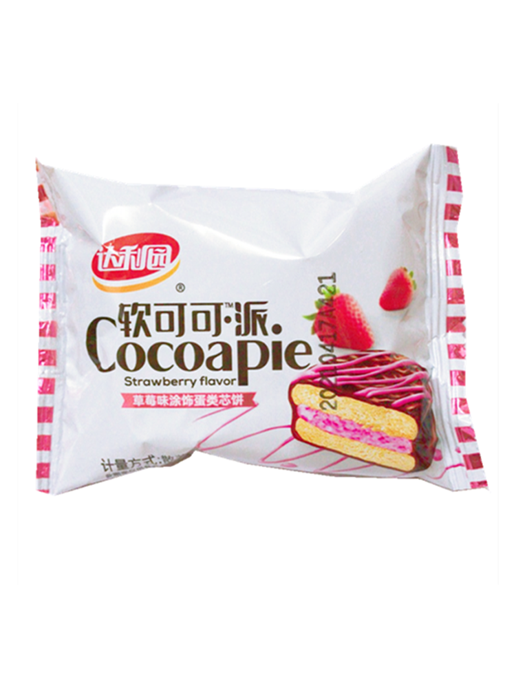 达利园软可可派草莓香草整箱涂层夹心蛋糕点心早餐软可可派混合味500g