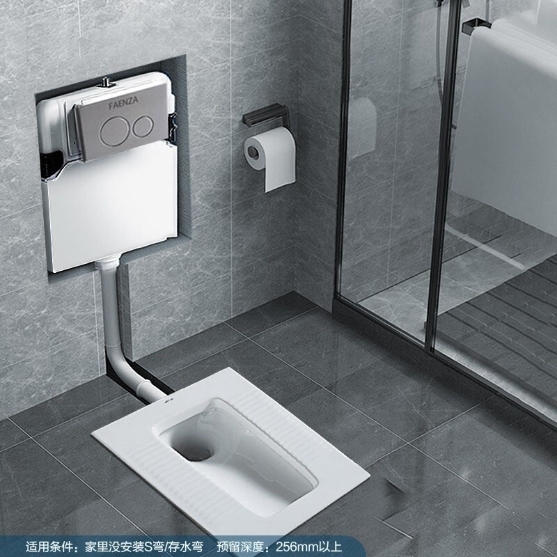 厕家用蹲便器家用蹲便器隐藏式水箱fs8655不锈钢面板含fld5607蹲便器