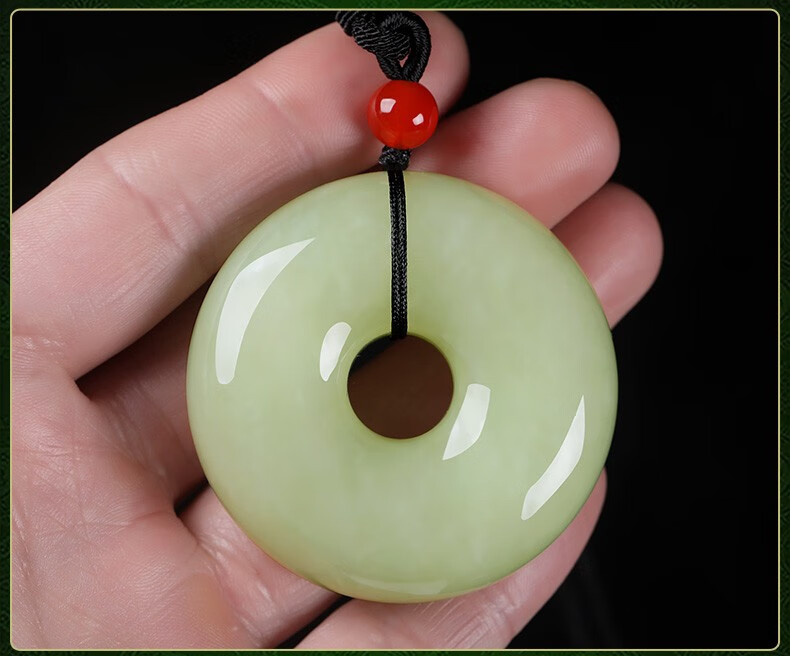 景曦和田玉黄口料平安扣吊坠男女款面包圈大号玉扣挂件新疆含证