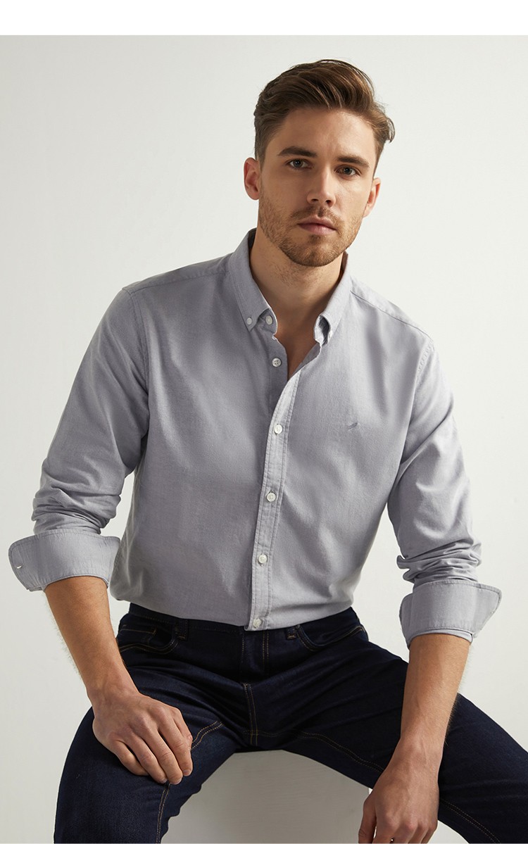 商场同款danielhechter丹尼爱特春秋男士牛津纺长袖商务休闲衬衫无忧