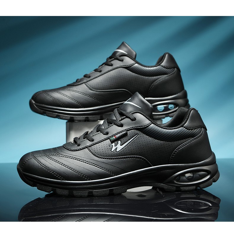 双星运动鞋男鞋秋冬季皮面防水跑步鞋轻便气垫缓震舒适休闲鞋子白色42